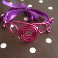 Bracelet rose ruban violet
