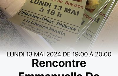 EMMANUELLE DE BOYSSON A LA LIBRAIRIE PEROTIN LE 13 MAI PROCHAIN !