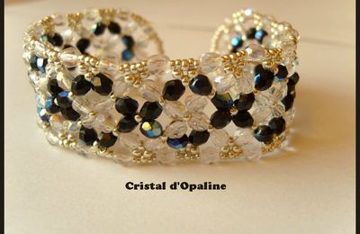 Bracelet tissé de perles cristal et noir - 278