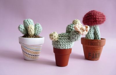 Trio de cactus au crochet -tuto inside-