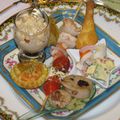 Cuillère de boudin blanc sur compote de pommes au cidre