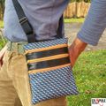  Pochette- sac EVASION pour Homme original vintage pop motifs bleu marron multi-poches compact pour baroudeur Chic