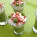 Crème de petits pois à la menthe et chantilly au chèvre