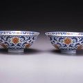 Pair of Underglaze Blue And Iron Red Bowls. China. Jiaqing Mark and period (1796-1820)