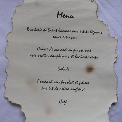 Le menu de restaurant. De menus débuts. En 1718.