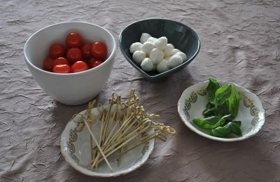 Brochettes tomate/Mozarella/Basilic