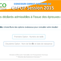 MEN-DECO/RESULTATS CAFOP SESSION 2015/CANDIDATS DECLARES ADMISSIBLES A L'ISSUE DES EPREUVES ECRITES-PUBLIER LE 05 JUIN 2015