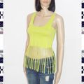  Original Top Femme !! FRINGED !! en Coton chartreuse T: S long:65cm Belicious-Delicious-Creation 