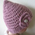 Bonnet fleuri enfant en crochet + snood