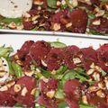 CARPACCIO DE CANARD AUX NOISETTES ET AU CROTTIN DE CHAVIGNOL