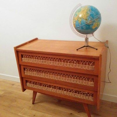 Commode vintage rotin