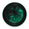 A rare green and black 'narcissus' dish, Yongzheng mark and period (1723-1735)