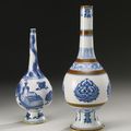 Two blue and white rosewater sprinklers, Qing dynasty, Kangxi period (1662-1722)