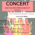 Orchestre pour Tous en concert - jeudi 13 mars 2014 - 18h45 - mairie du 13e arrdt