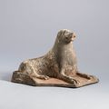 A painted pottery figure of a seated hound, Northern Wei dynasty (386-534)