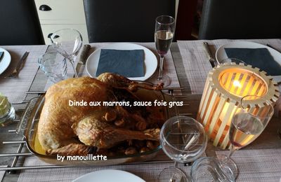 Dinde aux marrons, sauce foie gras