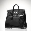 Hermès Paris made in france. Magnifique sac «Haut à Courroies» 40 cm en crocodile Porosus noir