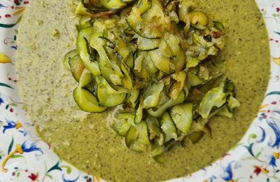 Tagliatelles de courgette à la crème de pesto