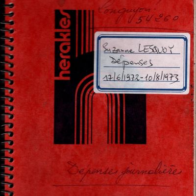 Les dépenses de ma mère Suzanne Lesquoy l'été 1972: extraits du carnet n°72 du 17 juin au 30 septembre 72