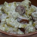 Fondue d'endives aux saucisses fumées