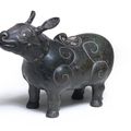 A very rare gold and silver-inlaid bronze tapir-shaped vessel, xizun, Song-Ming Dynasty (960-1644)