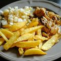 Caghuse picarde accompagnée de frites et sa salade de chicons