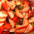 Salade de fraises aux fruits de la passion et raisins secs