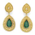 A pair of emerald and diamond ear pendants, by Buccellati