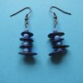 Boucles d'oreilles : coquillage et rocaille bleus.