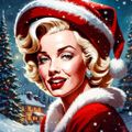 art - Marilyn par l'intelligence artificielle, thème de Noël -2