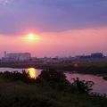 Coucher de soleil sur la rivière Shônai.