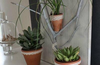 DIY déco nature récup - une branche porte-plantes 