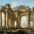 Ruines dans les paysages italiens. Pierre-Antoine Demachy (1723 Paris 1807). 