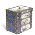 A Fine Painted Enamel Three-Tiered Box and Cover, Qianlong Seal Mark and Period