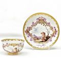 Tea Bowl and Saucer with Landscape Scenes. Meissen. Circa 1740.
