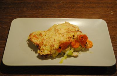 Gratin de poulet aux carottes et poireaux