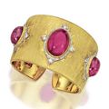 18 karat gold, rubellite and diamond bangle-bracelet, Buccellati