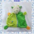 Doudou Peluche Plat Vache Vert Pelle Rateau Baby Club