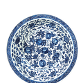 A large Ming-style blue and white 'melon' dish, Yongzheng six character mark and of the period (1723-1735)
