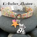 Un peu de fraîcheur avec ce bracelet un brin naïf en liberty à fleurs avec ses couleurs gaies et ses breloques assorties !