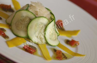 Gâteau de courgettes au parmesan et au pesto en habit de courgettes