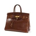 Hermès Paris made in france Sac «Birkin» 35 cm en crocodile porosus Cognac