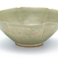 A Yue celadon lobed bowl, Five dynasties (907-960)