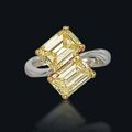 A twin-stone coloured diamond ring, by Graff