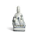 A rare blue and white seated figure of Shoulao, Wanli period (1573-1619)