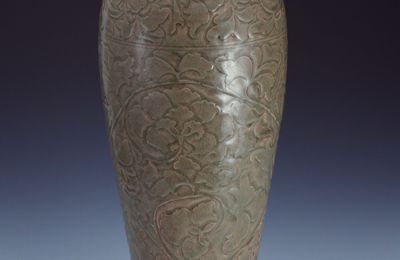 Celadon Meiping Vase with Carved Peony Design, Yaozhou ware