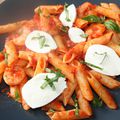 Penne rigatte aux crevettes et mozzarella