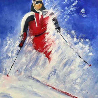 Skieur dans la poudreuse à l'huile