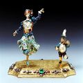 Danseuse et nain violoniste, Johann Heinrich Köhler (1669-1736), Dresde, 1er quart du 18e siècle