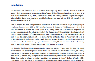 Note OFDT: Réduction des risques en milieu pénitentiaire. Revue des expériences étrangères